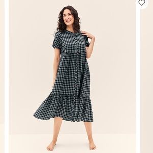 NWT cotton gingham midi dress